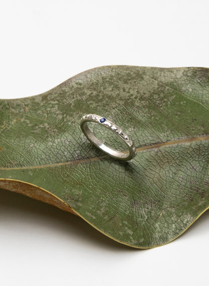 Fluid Silver Stacking Ring + Sapphire