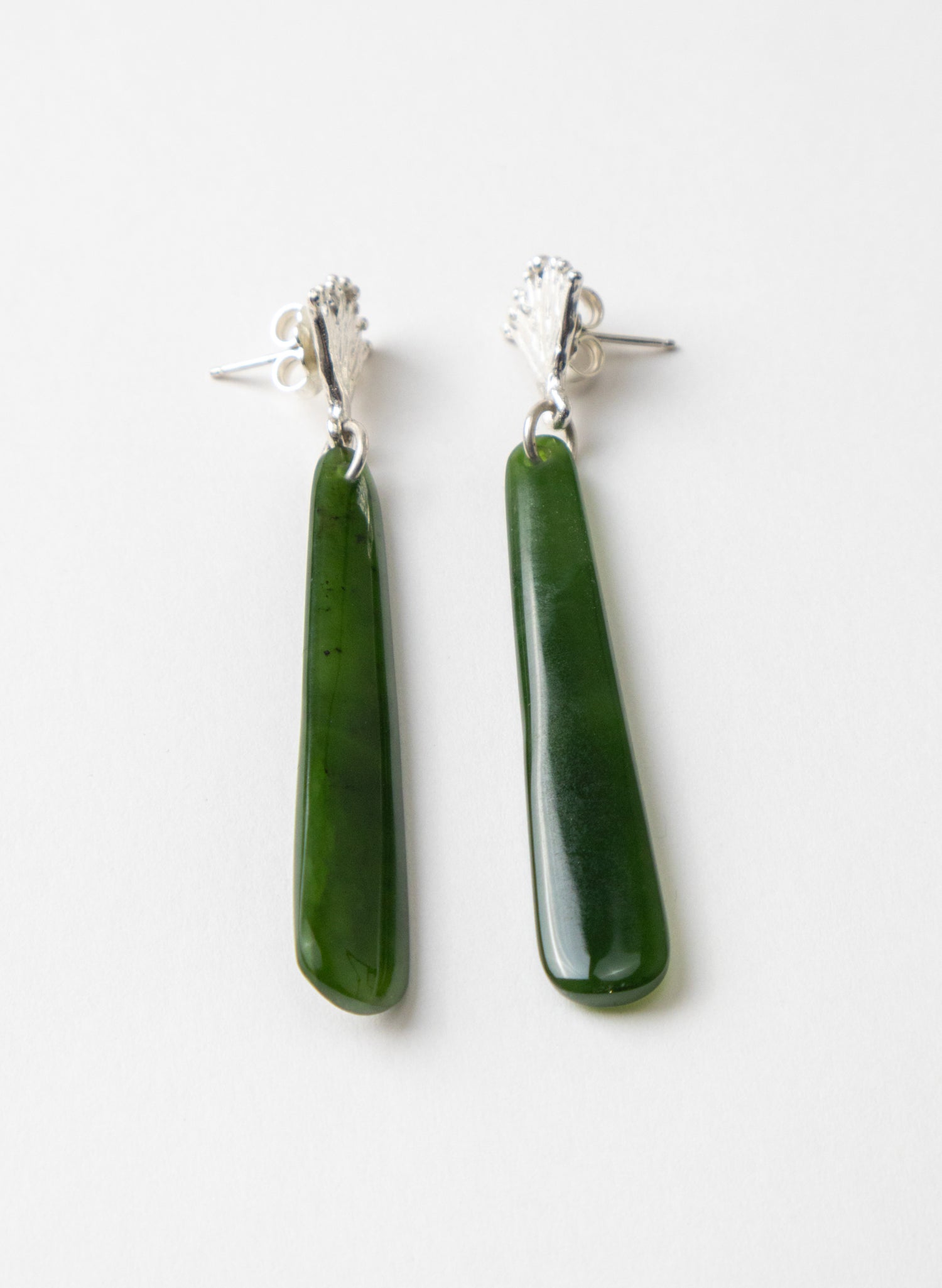 Pohutukawa Flower and Pounamu Earrings