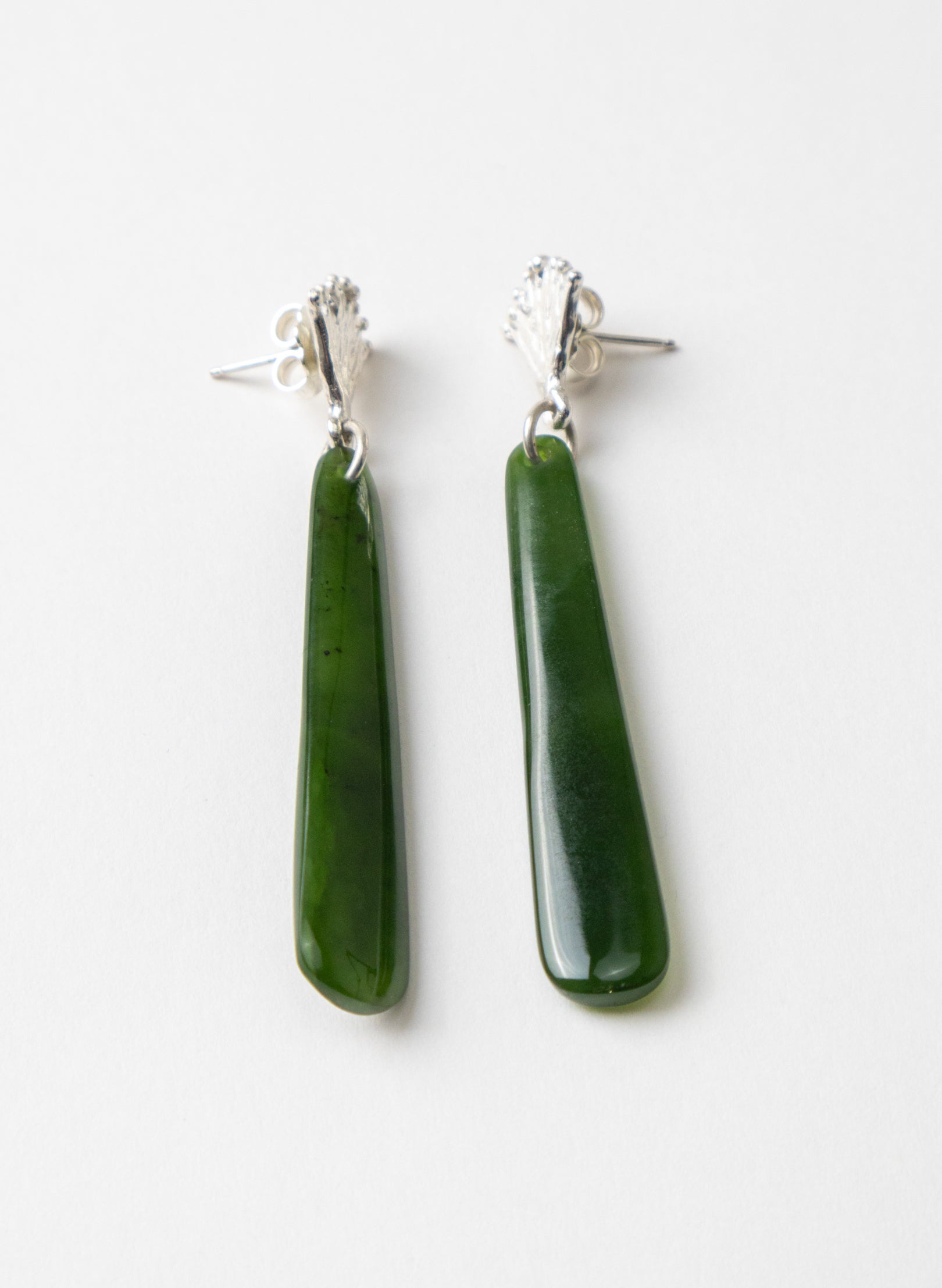 Pohutukawa Flower and Pounamu Earrings