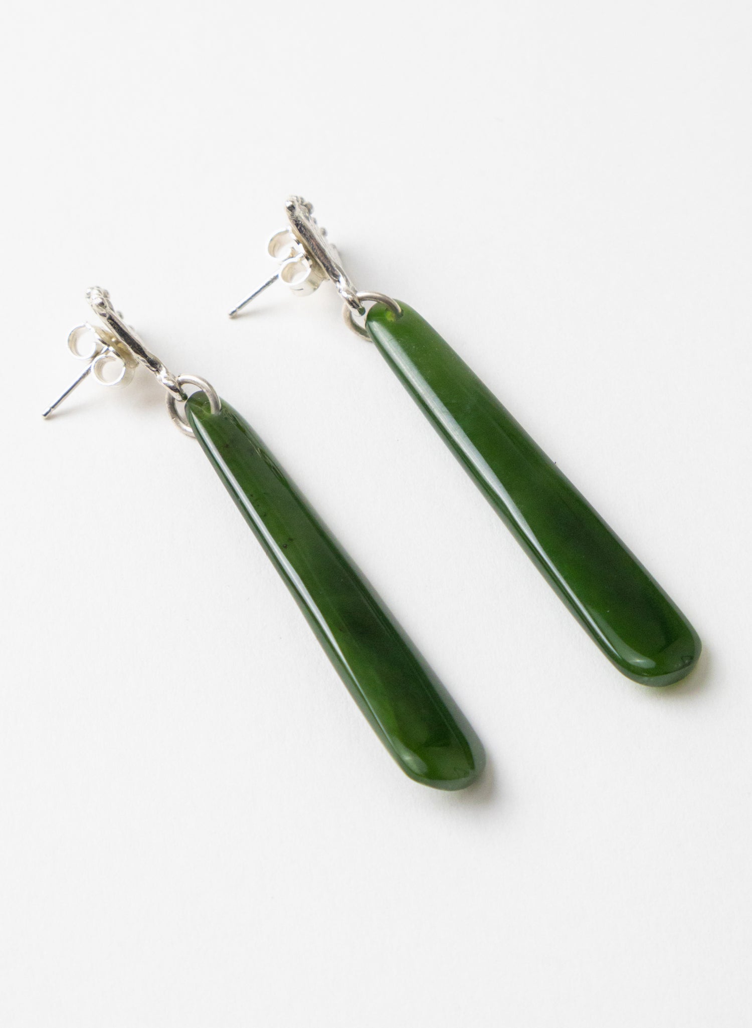 Pohutukawa Flower and Pounamu Earrings