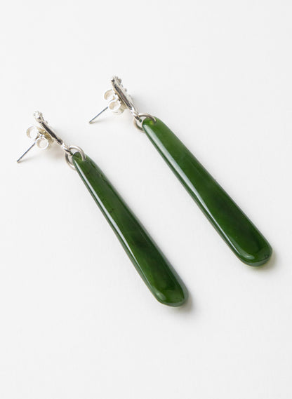 Pohutukawa Flower and Pounamu Earrings