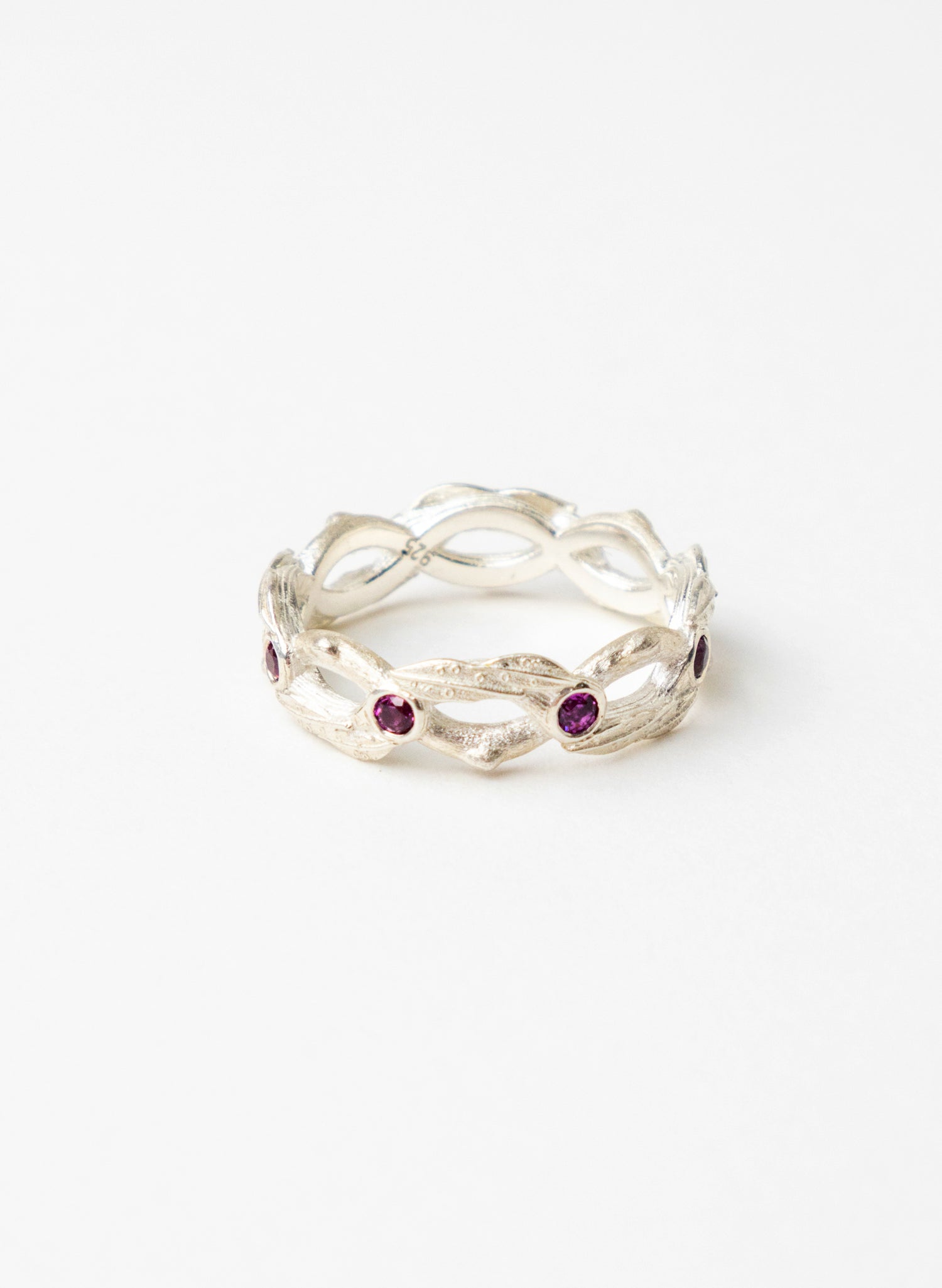 Interwoven Ring Band with Garnet