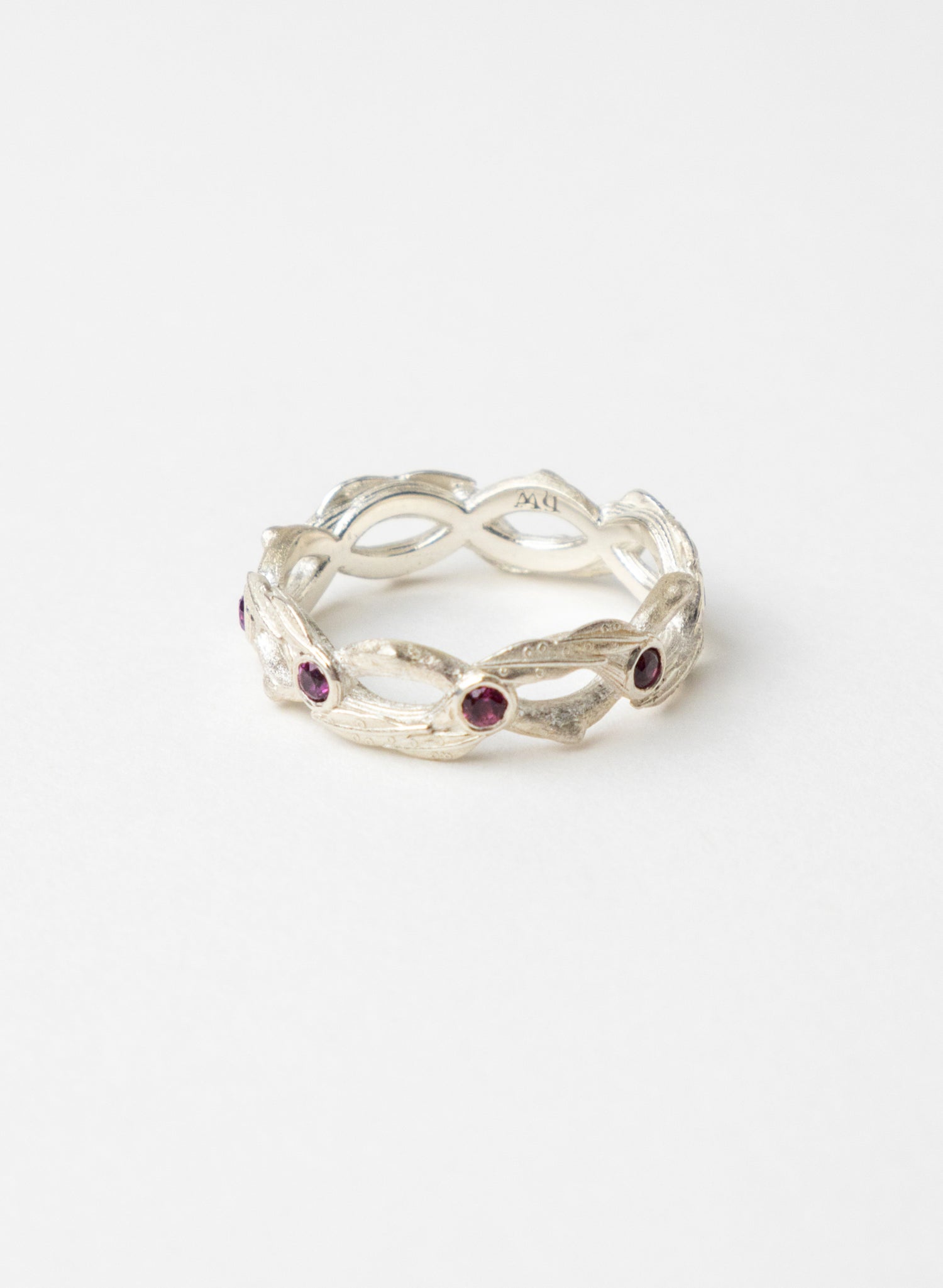 Interwoven Ring Band with Garnet