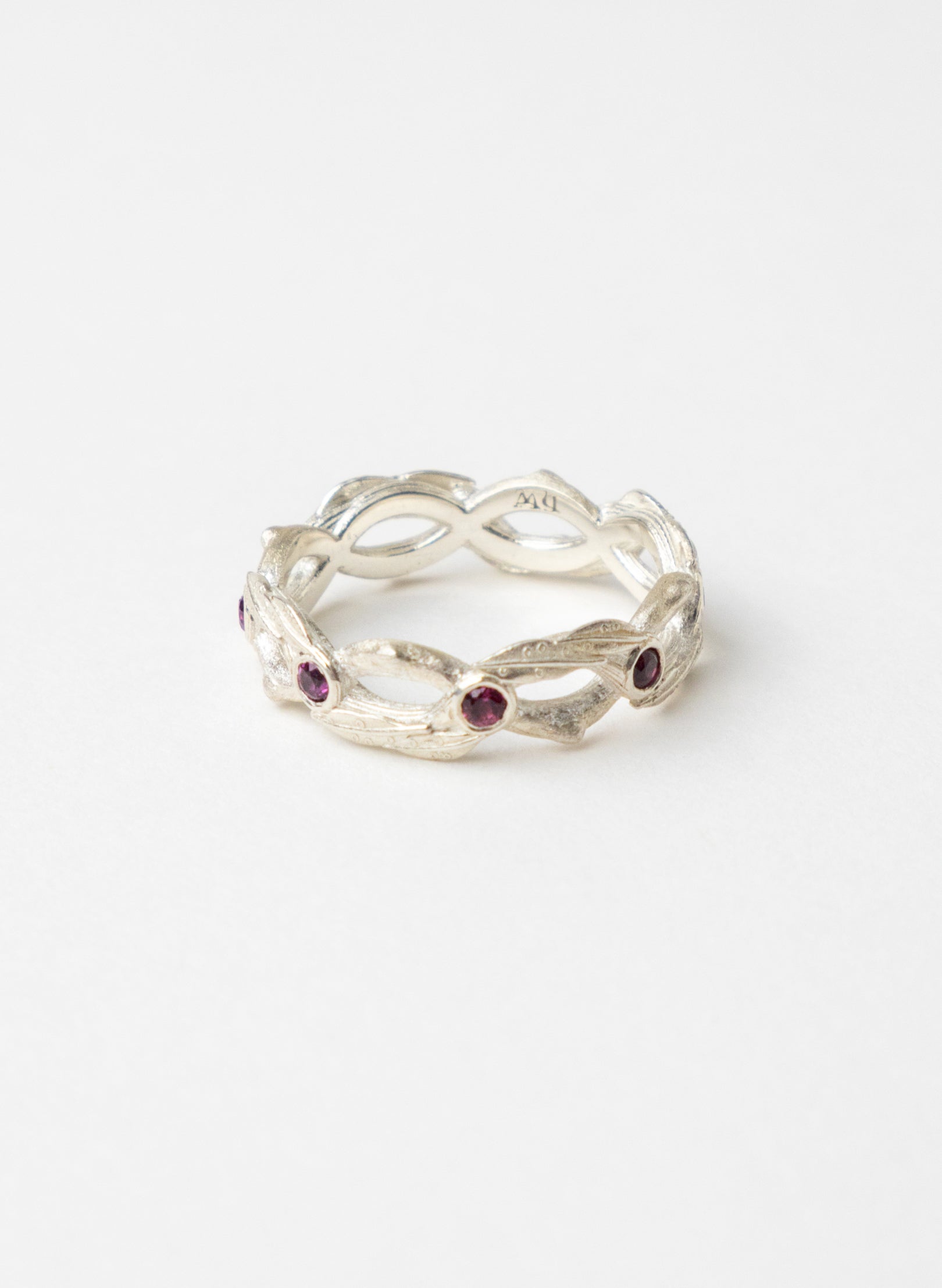 Interwoven Ring Band with Garnet