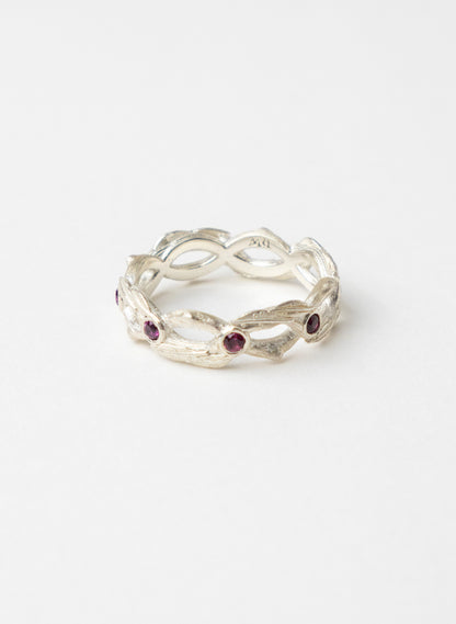 Interwoven Ring Band with Garnet
