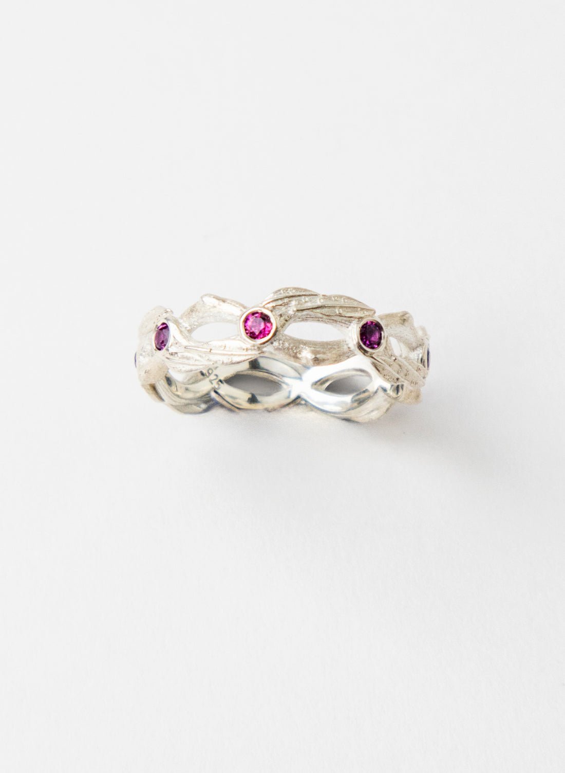 Interwoven Ring Band with Garnet