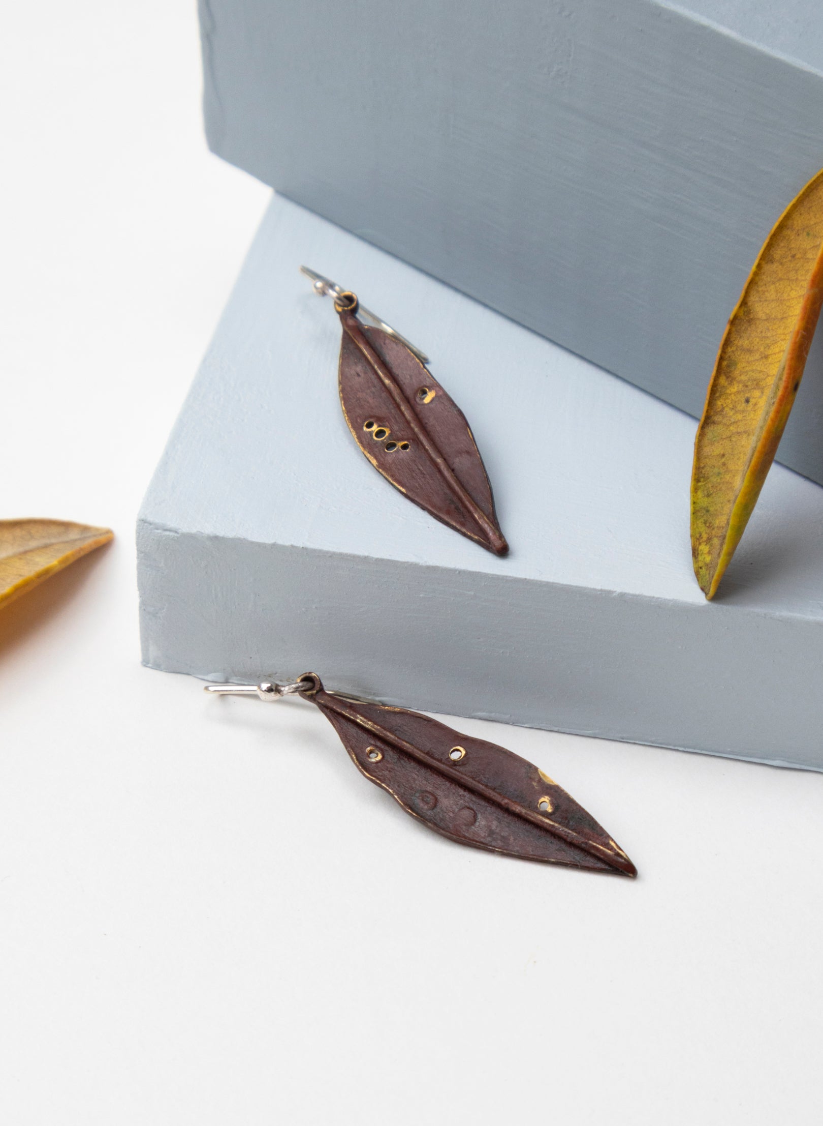 Pōhutukawa Leaf Pendant Earrings