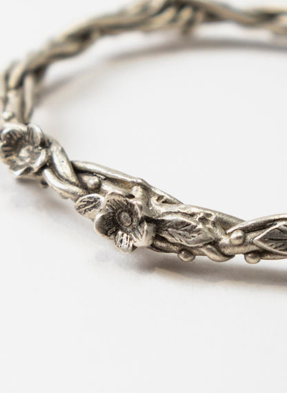 Flower and Leaf Bangle - Sterling Silver