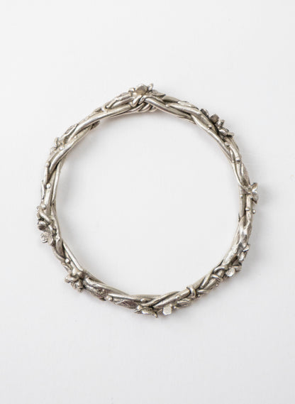 Flower and Leaf Bangle - Sterling Silver