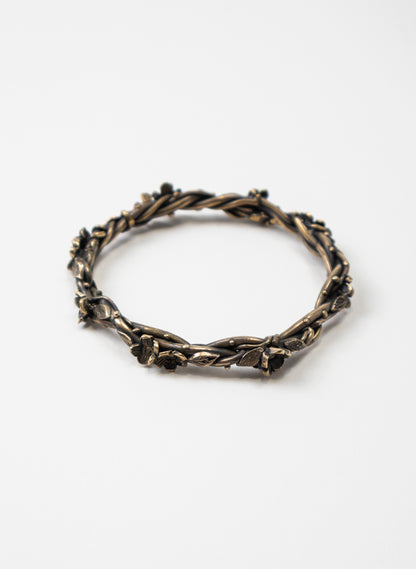 Entwined Flower and Leaf Bangle - Bronze