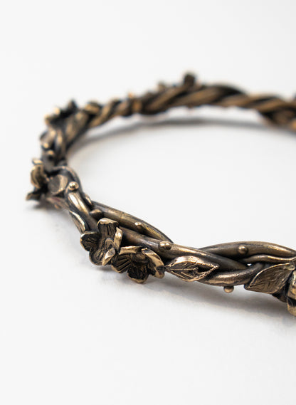 Entwined Flower and Leaf Bangle - Bronze