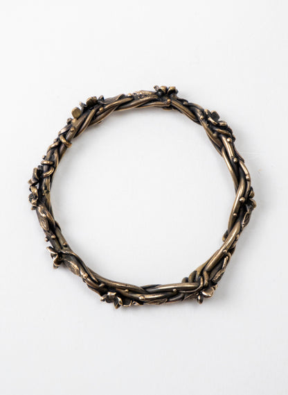 Entwined Flower and Leaf Bangle - Bronze