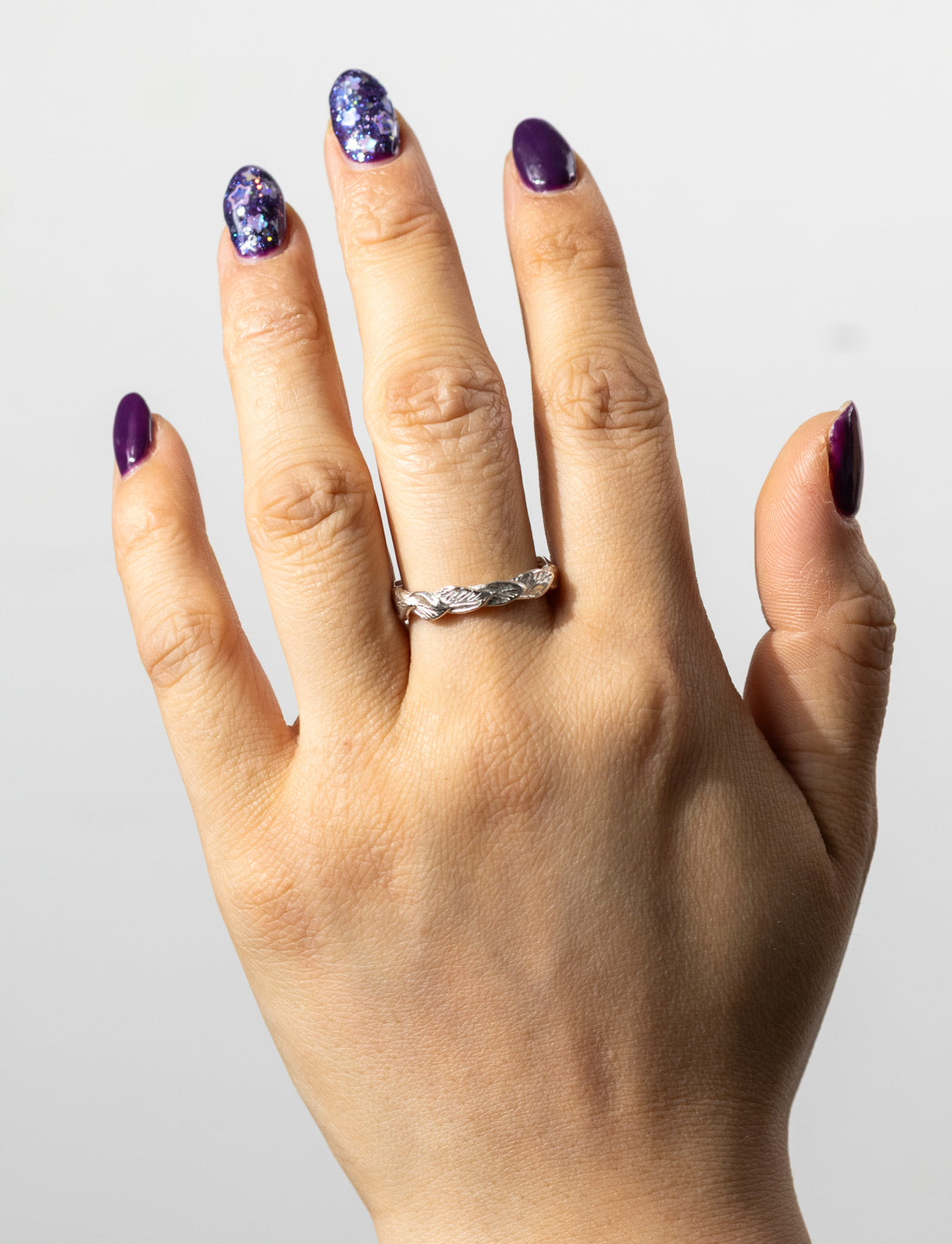 Organic Leaf Stacking Ring - Sterling Silver