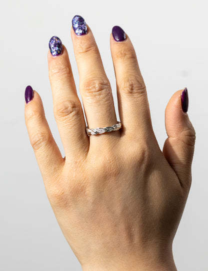 Organic Leaf Stacking Ring - Sterling Silver