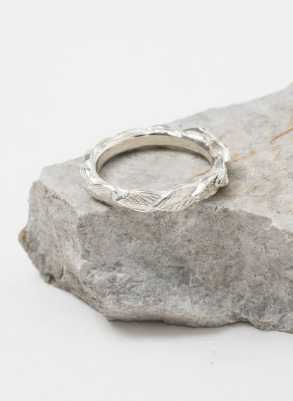 Organic Leaf Stacking Ring - Sterling Silver