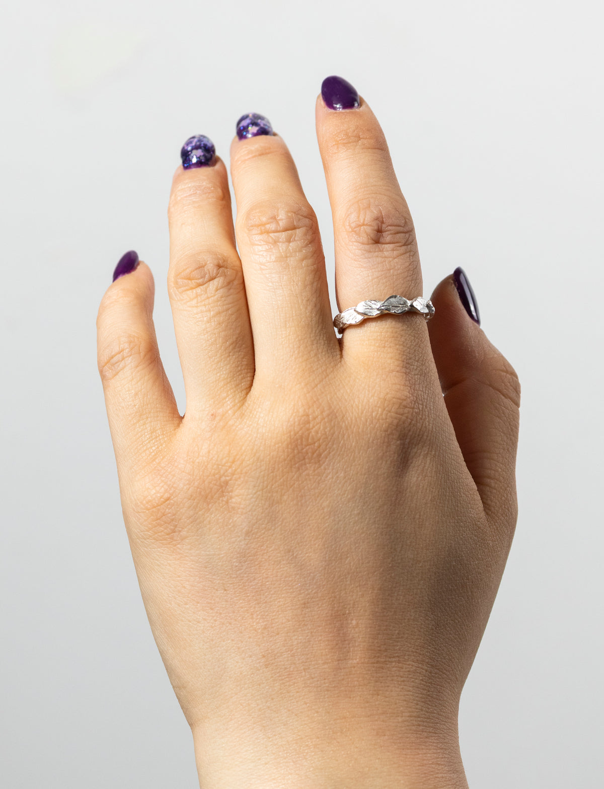 Organic Leaf Stacking Ring - Sterling Silver