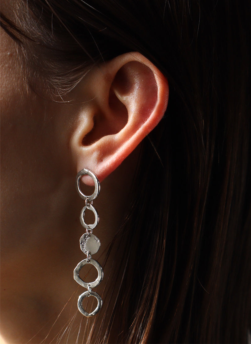 Abstract Circle Silver Earrings