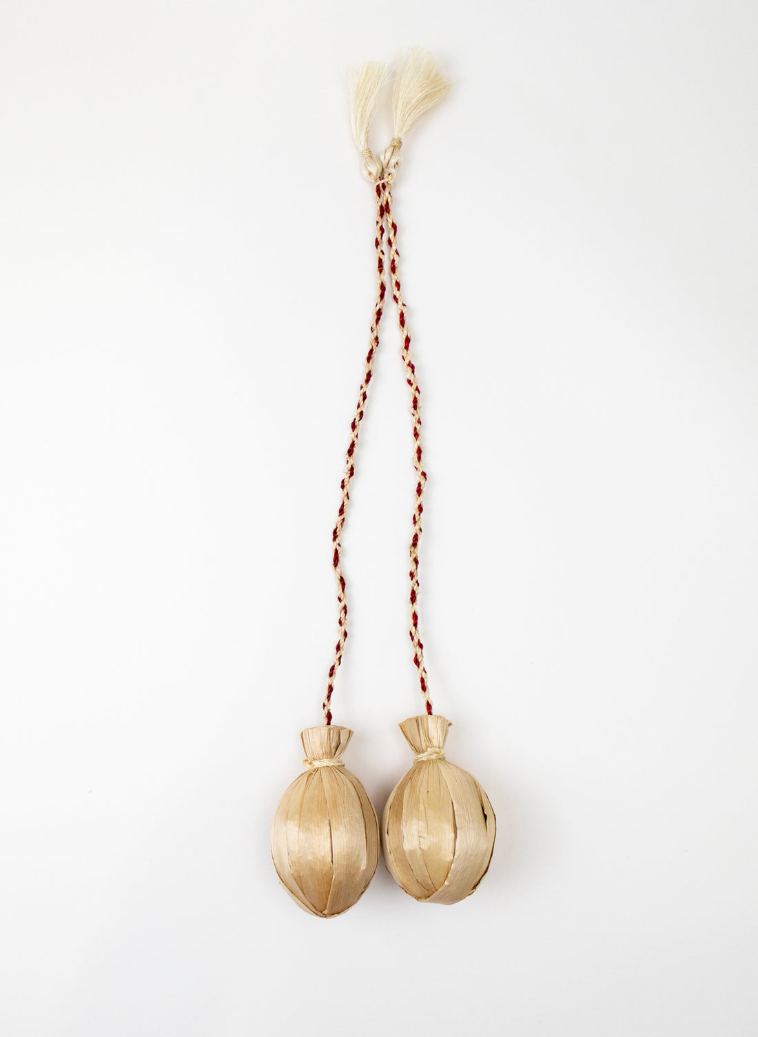 Long Handle Muka and Raupō Poi - Red
