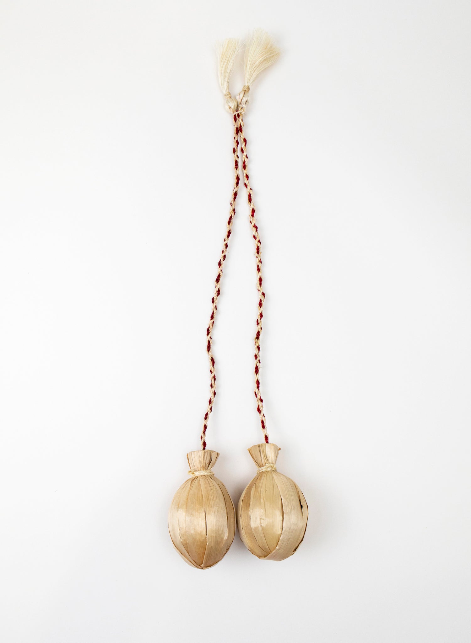 Long Handle Muka and Raupō Poi - Red