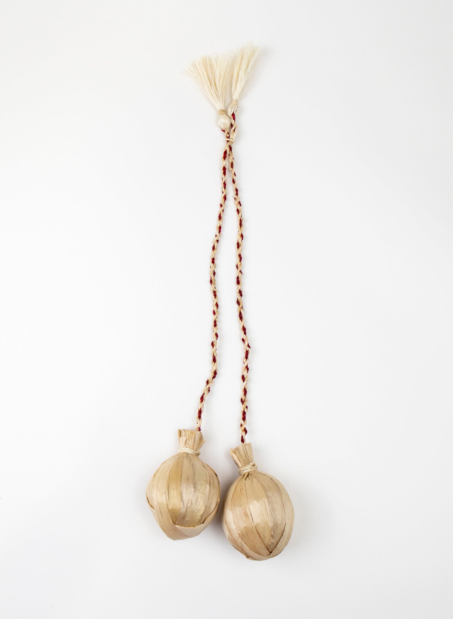 Long Handle Muka and Raupō Poi - Red