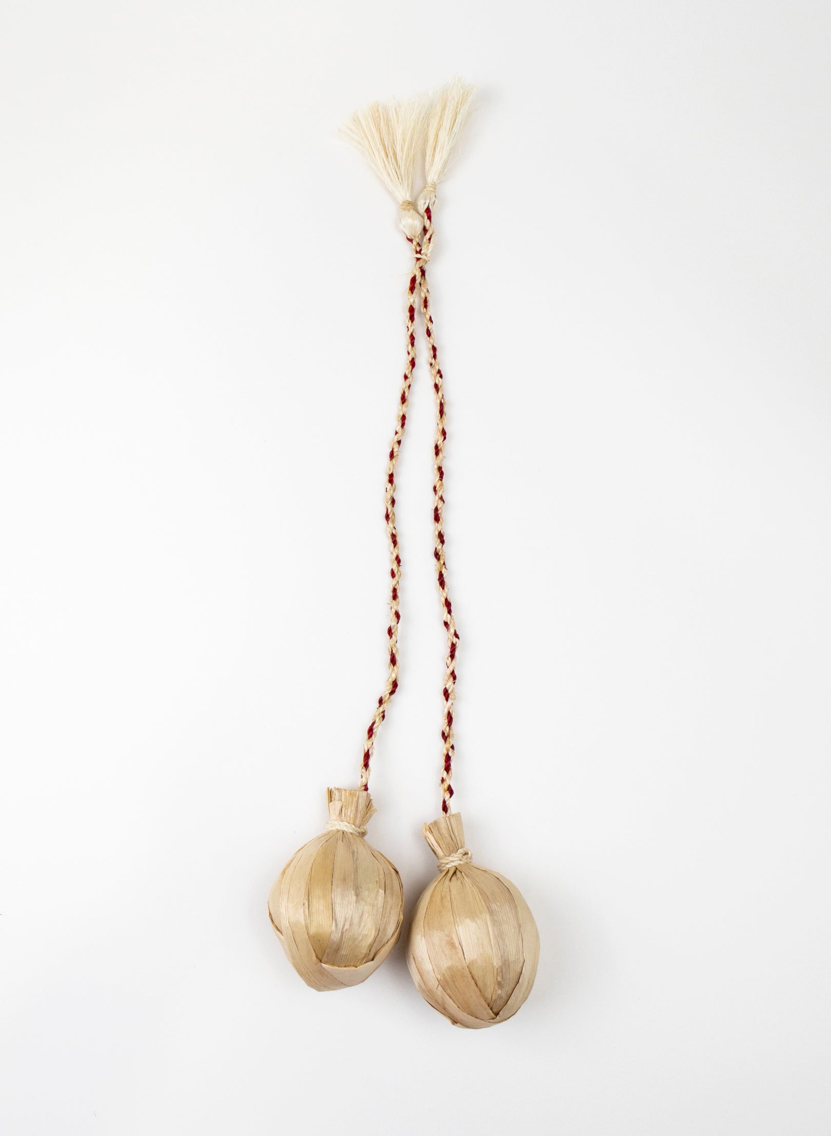 Long Handle Muka and Raupō Poi - Red