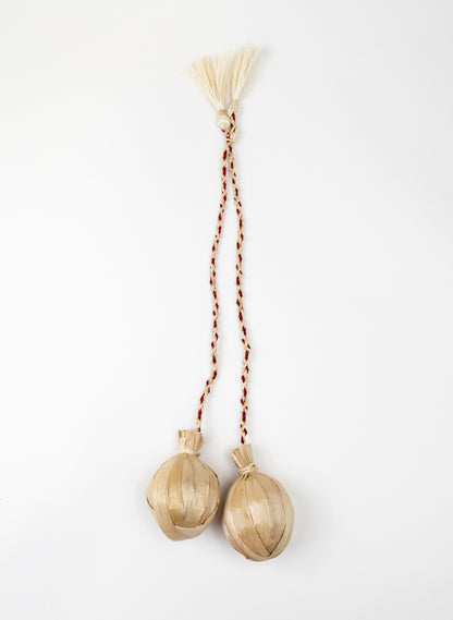 Long Handle Muka and Raupō Poi - Red