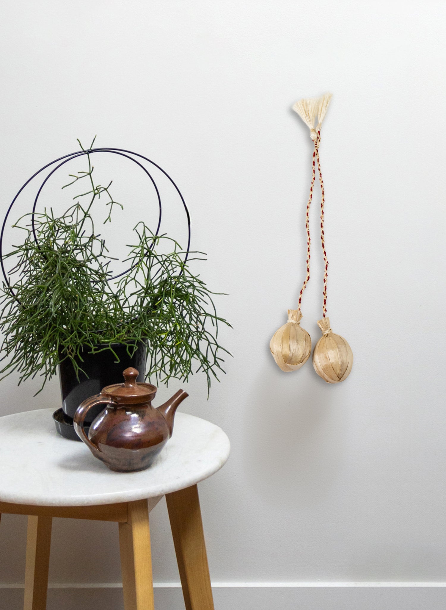 Long Handle Muka and Raupō Poi - Red