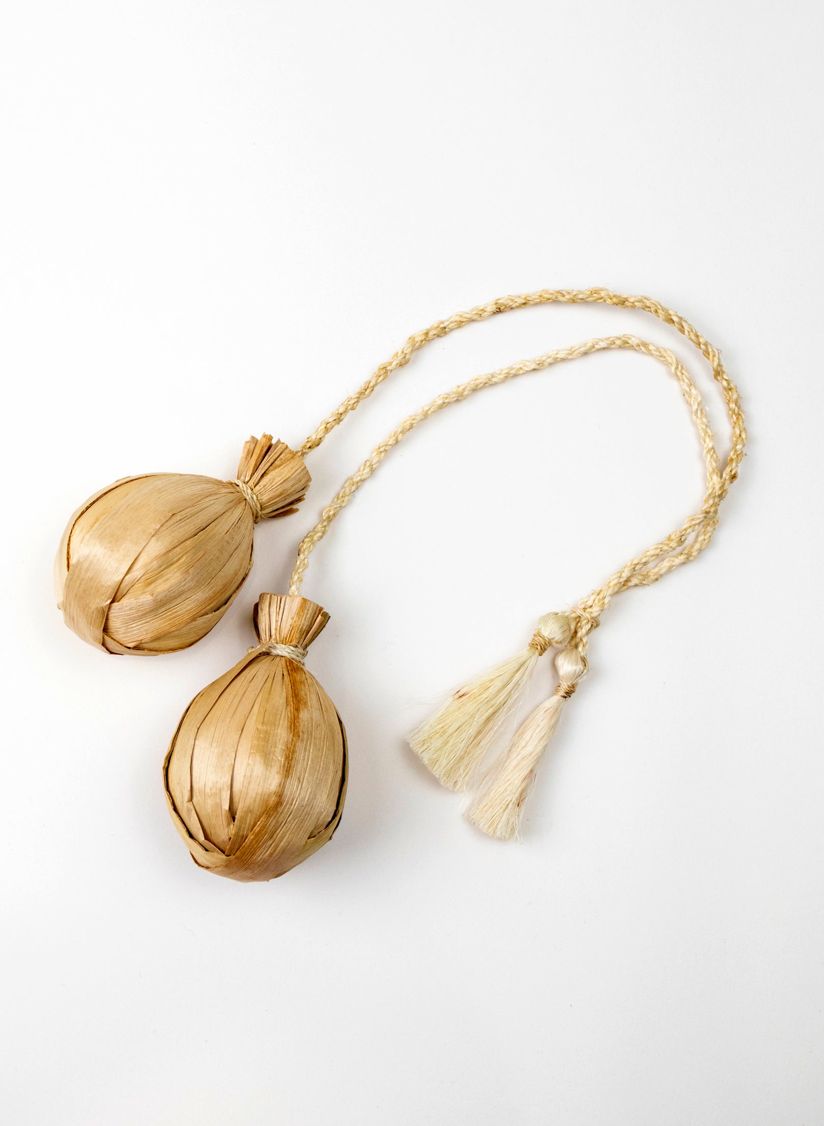 Long Handle Muka and Raupō Poi - Natural
