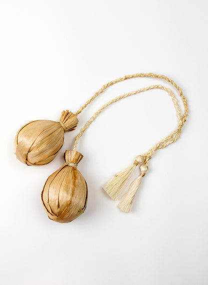 Long Handle Muka and Raupō Poi - Natural