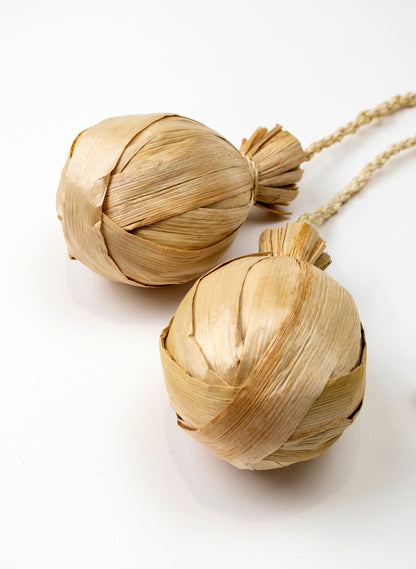 Long Handle Muka and Raupō Poi - Natural