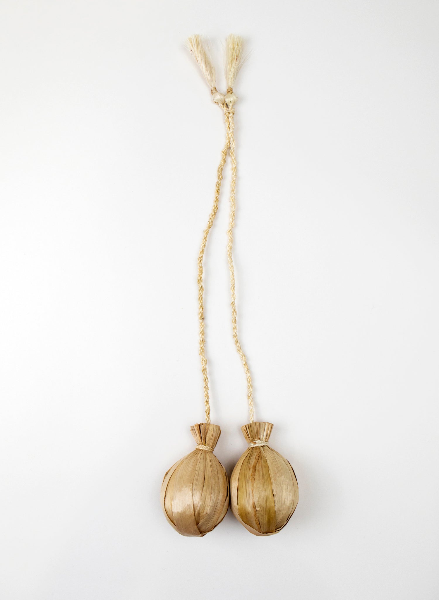 Long Handle Muka and Raupō Poi - Natural