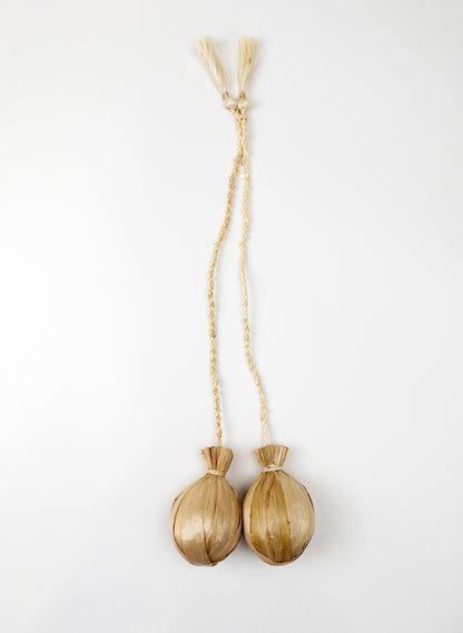 Long Handle Muka and Raupō Poi - Natural