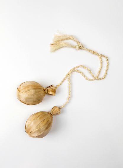 Long Handle Muka and Raupō Poi - Natural