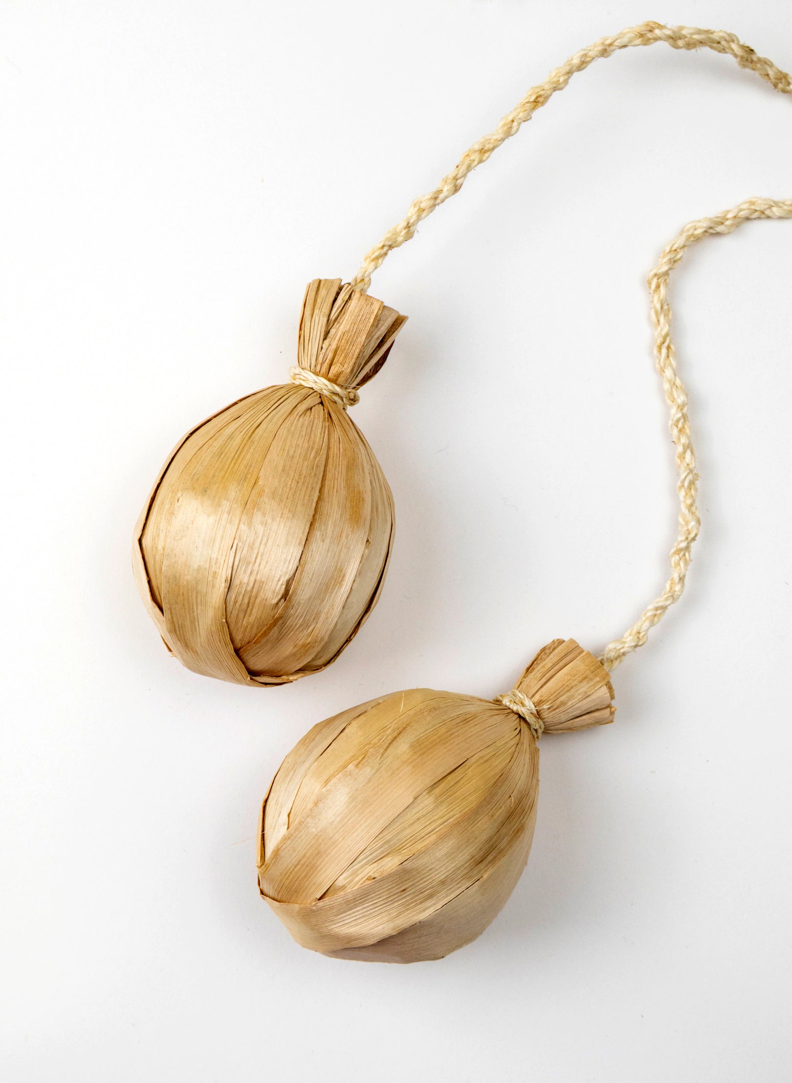 Long Handle Muka and Raupō Poi - Natural