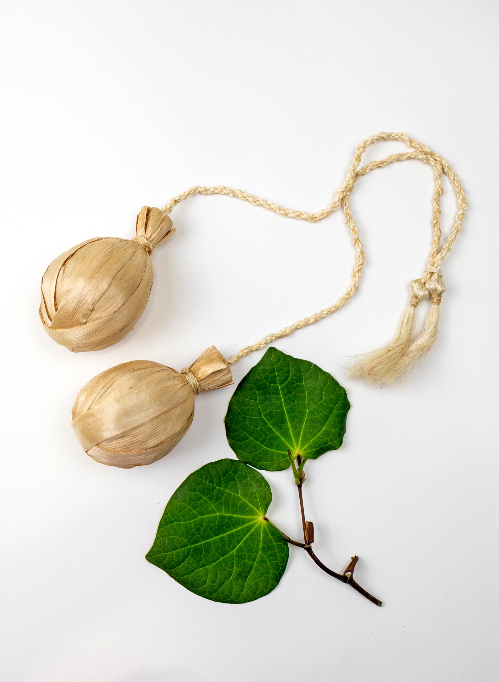 Long Handle Muka and Raupō Poi - Natural