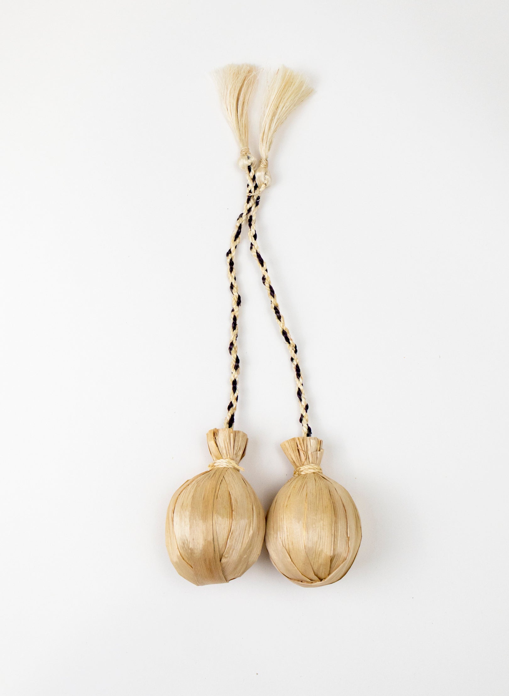 Short Handle Muka and Raupō Poi - Black