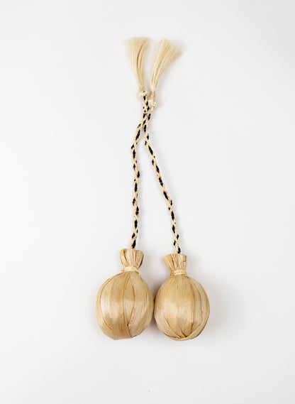 Short Handle Muka and Raupō Poi - Black