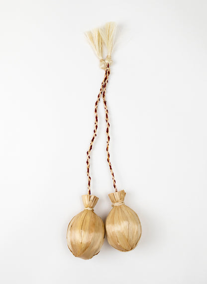 Short Handle Muka and Raupō Poi - Red