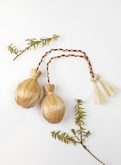 Short Handle Muka and Raupō Poi - Red
