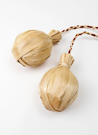Short Handle Muka and Raupō Poi - Red