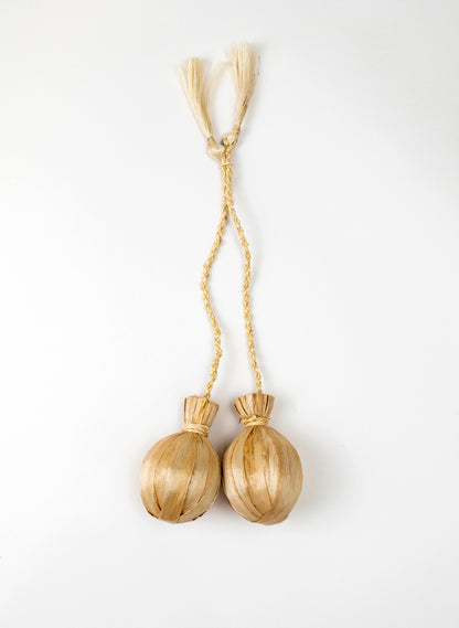 Short Handle Muka and Raupō Poi - Natural