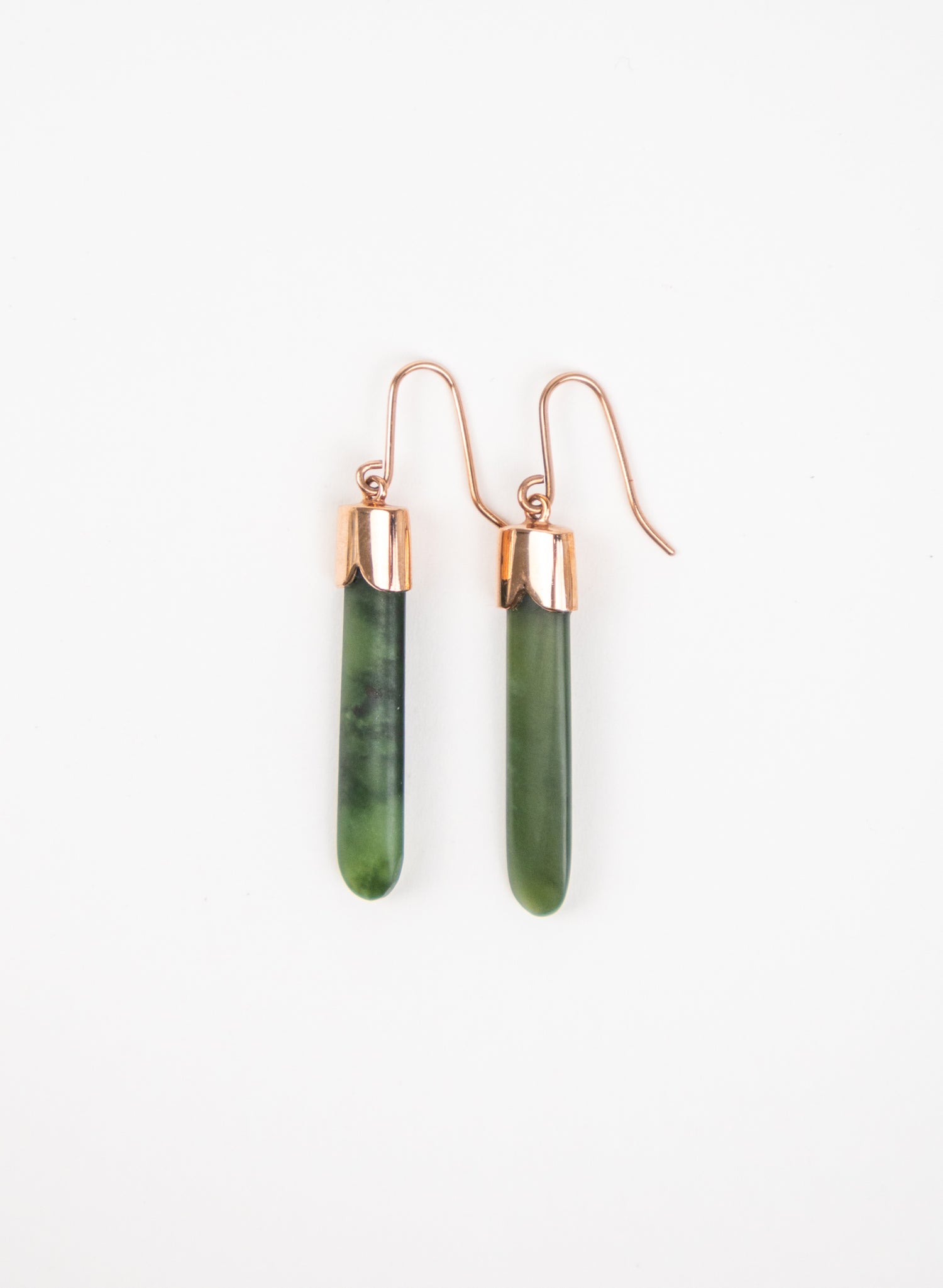 Rose Gold Capped Pounamu Drop Earrings