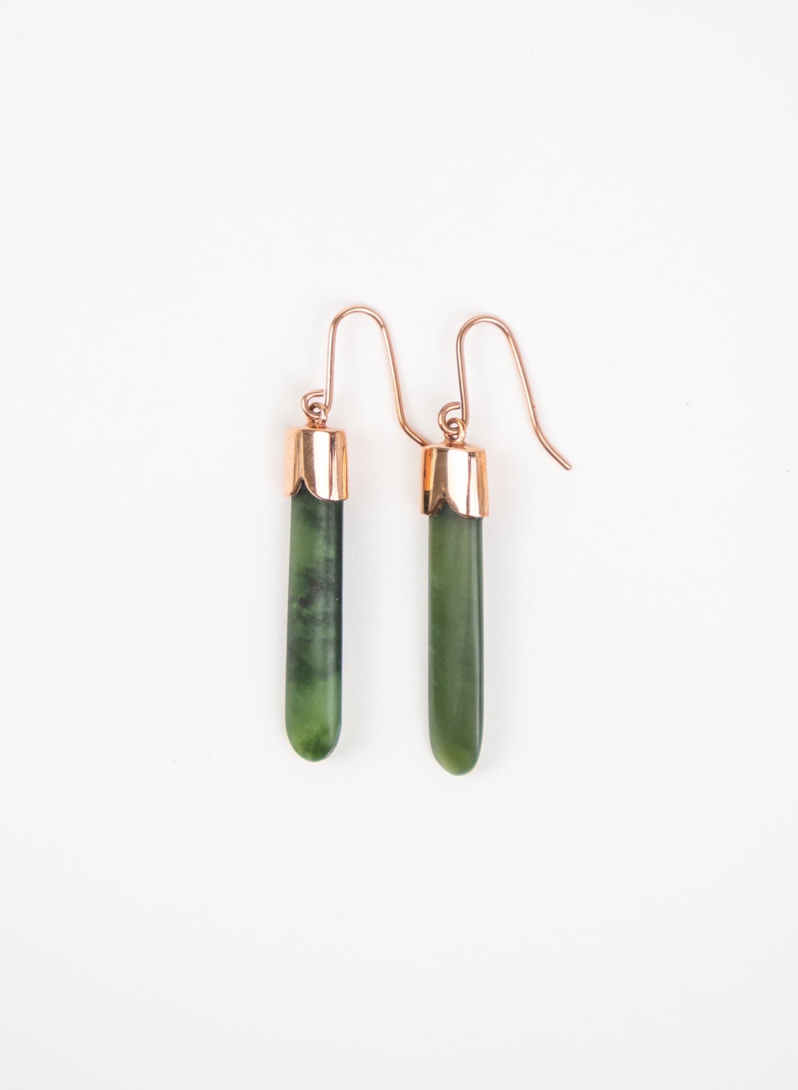 Rose Gold Capped Pounamu Drop Earrings