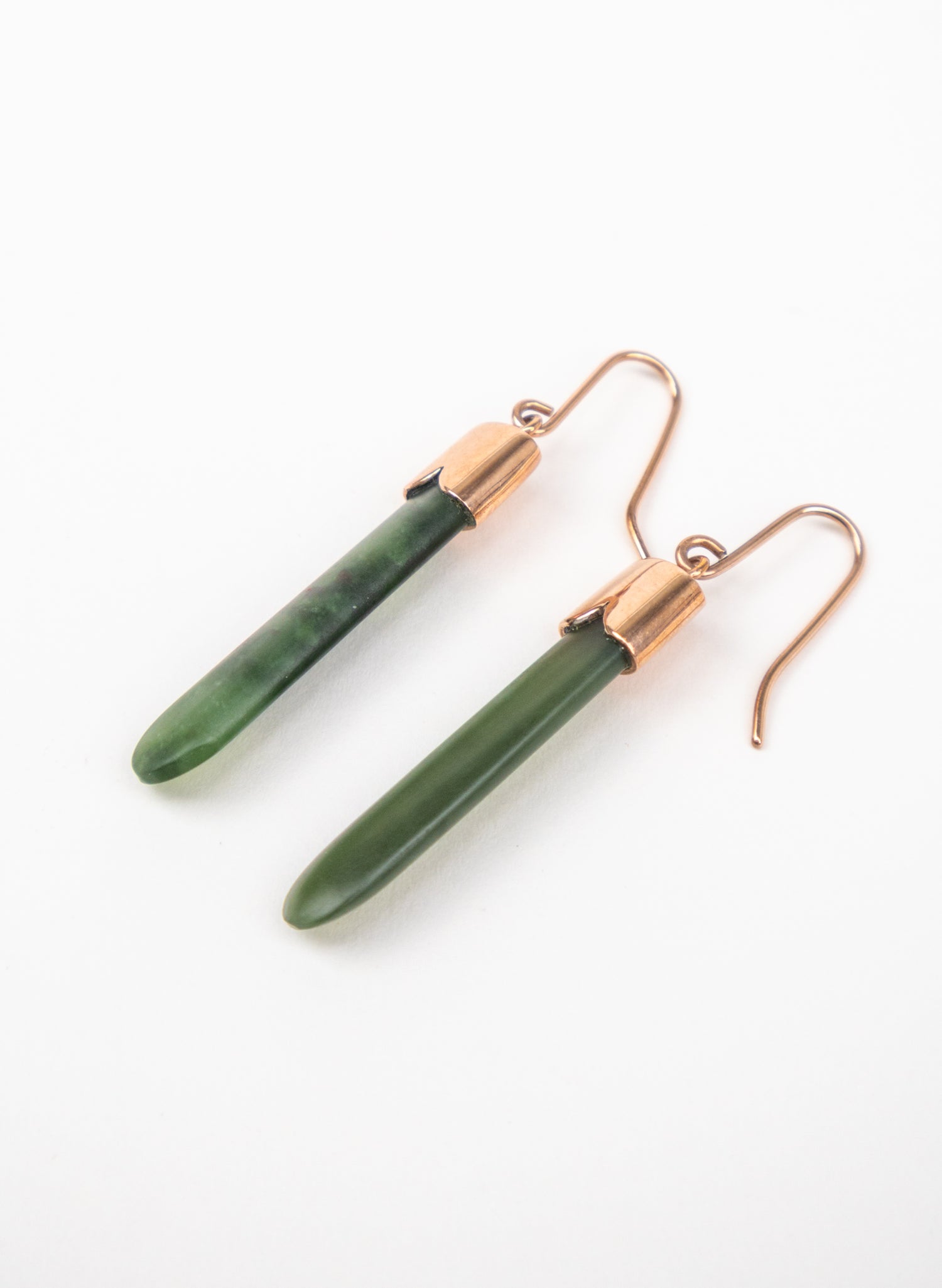 Rose Gold Capped Pounamu Drop Earrings