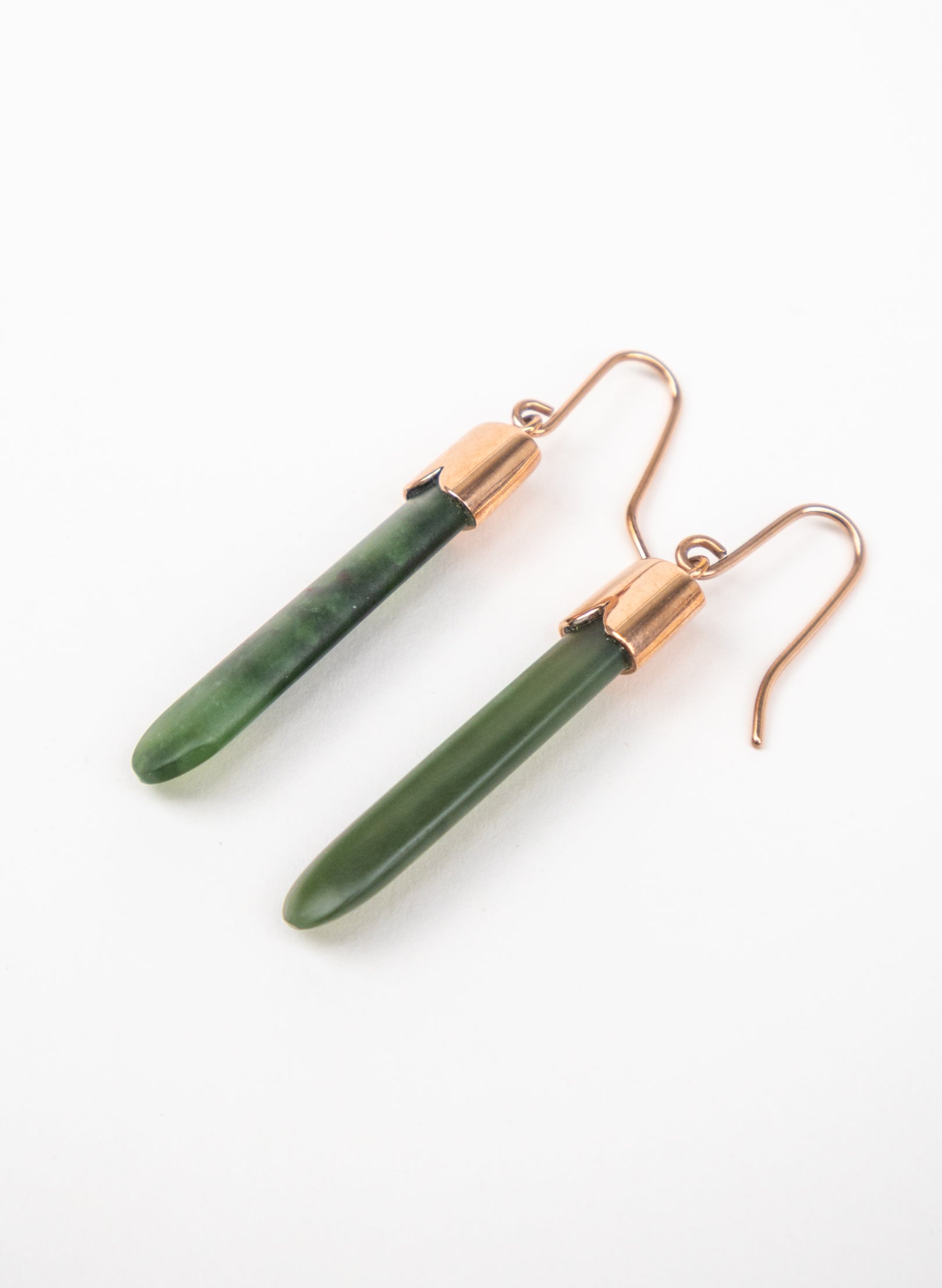 Rose Gold Capped Pounamu Drop Earrings