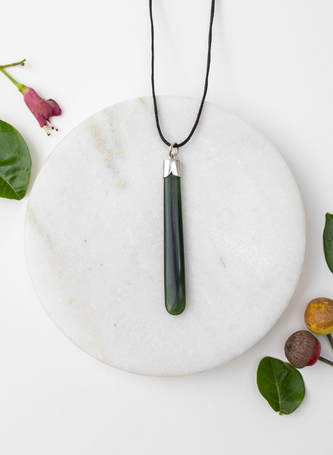 Silver Capped Pounamu Pendant