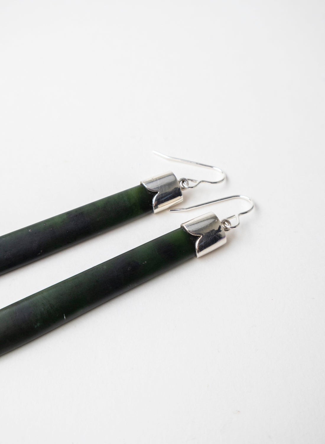 Silver Cap Pounamu Earrings