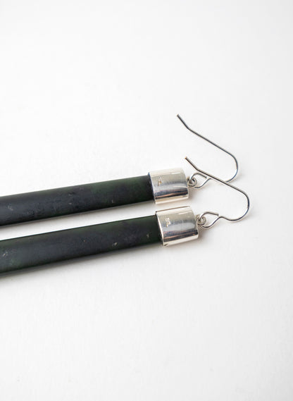 Silver Cap Pounamu Earrings