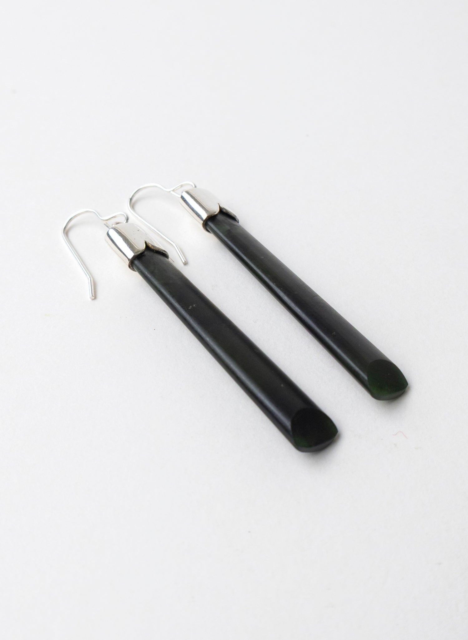 Silver Cap Pounamu Earrings