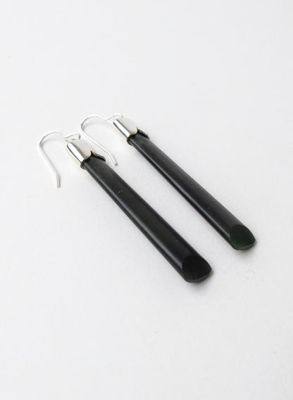 Silver Cap Pounamu Earrings